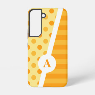 Oranje Sherbet Stippen en Strepen Patroon Samsung Galaxy Hoesje