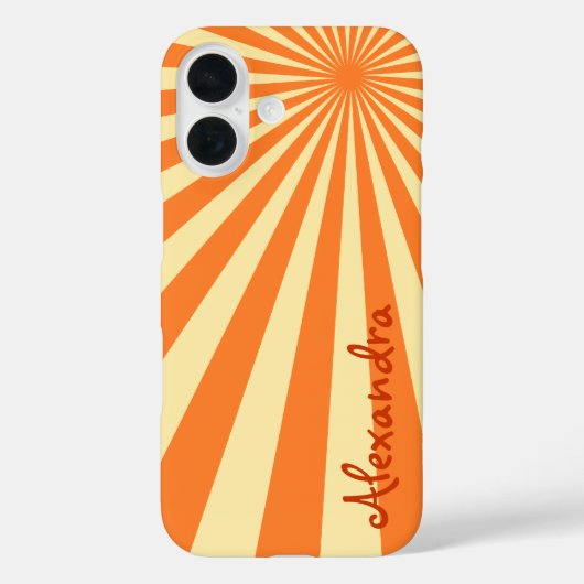 Oranje Sherbet Sunburst "Voeg Jouw naam toe" Case-Mate iPhone Case (Achterkant)