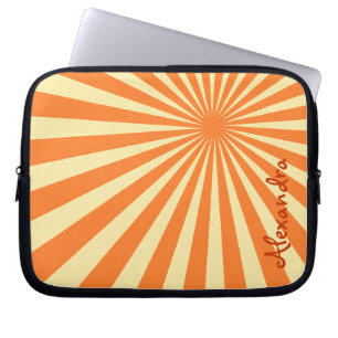 Oranje Sherbet Sunburst "Voeg Jouw naam toe" Laptop Sleeve