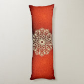 Oranje Shimmery Gold Mandala Lichaamskussen (Achterkant (Verticaal))