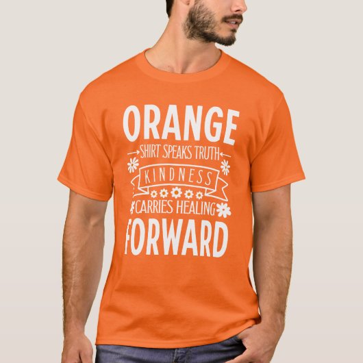 Oranje Shirt Dag Vriendelijkheid draagt Healing (Voorkant)