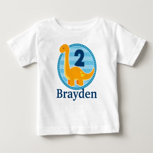 Oranje Shirt Dinosaur Birthday voor kinderen (Voorkant)