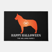 Oranje Siberische Husky Silhouet Happy Halloween Deurmat