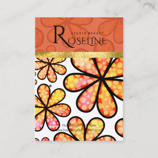 Oranje sieraardenvertoning met Soft Flowers Visitekaartje (Voorkant)