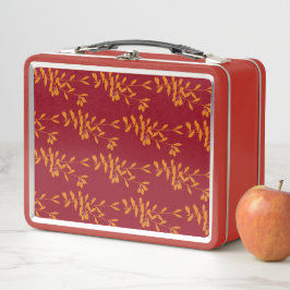 Oranje silhouetbladeren op rood
