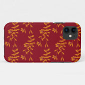 Oranje silhouetbladeren op rood Case-Mate iPhone case (Achterkant (horizontaal))
