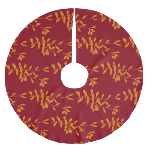 Oranje silhouetbladeren op rood kerstboom rok