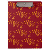 Oranje silhouetbladeren op rood klembord (Voorkant)