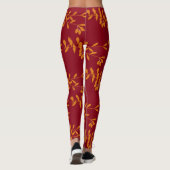 Oranje silhouetbladeren op rood leggings (Achterkant)