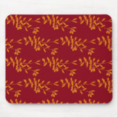 Oranje silhouetbladeren op rood muismat (Voorkant)