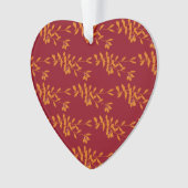 Oranje silhouetbladeren op rood ornament (voorkant)