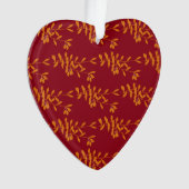 Oranje silhouetbladeren op rood ornament (voorkant)