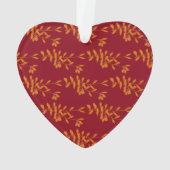 Oranje silhouetbladeren op rood ornament (achterkant)