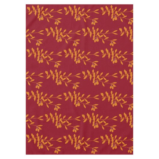 Oranje silhouetbladeren op rood tafelkleed (Voorkant)