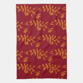 Oranje silhouetbladeren op rood theedoek (Verticaal)