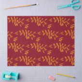 Oranje silhouetbladeren op rood tissuepapier (Craft)