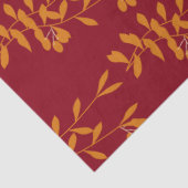 Oranje silhouetbladeren op rood tissuepapier (Detail)