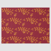 Oranje silhouetbladeren op rood tissuepapier (Voorkant)