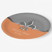 Oranje Silver Fleur de Lis Papieren Bordje (Gekanteld)