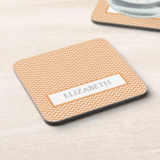 Oranje Simple Chevron Beverage Coaster Bier Onderzetter (Linkerzijde)