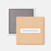 Oranje Simple Chevron Personalized Magnet (Voorkant / Achterkant)