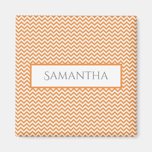 Oranje Simple Chevron Personalized Magnet (Voorkant)