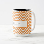 Oranje Simple Chevron Two-Tone Koffee Mok (Voorkant rechts)
