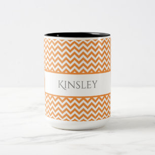 Oranje Simple Chevron Two-Tone Koffee Mok