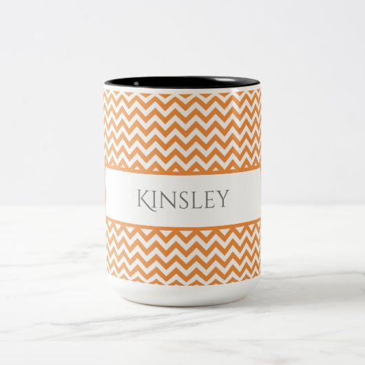 Oranje Simple Chevron Two-Tone Koffee Mok (Center)