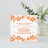 Oranje Simple Floral Wedding Invite Kaart (Staand voorkant)