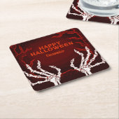 Oranje Skelethanden Kartonnen Onderzetters (Schuin)