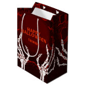 Oranje Skelethanden Medium Cadeauzakje (Achterkant Gekanteld)