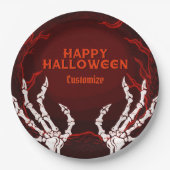 Oranje Skelethanden Papieren Bordje (Voorkant)