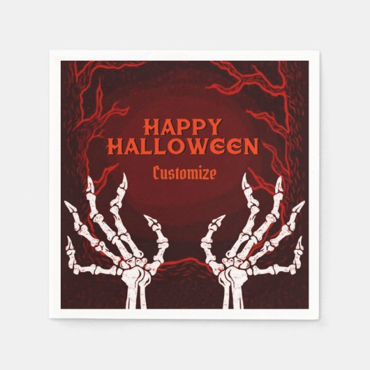 Oranje Skelethanden Servet (Voorkant)