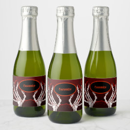 Oranje Skelethanden Sparkling Wijnetiket