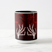 Oranje Skelethanden Tweekleurige Koffiemok (Center)