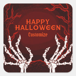 Oranje Skelethanden Vierkante Sticker