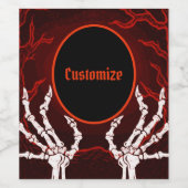 Oranje Skelethanden Wijn Etiket (Enkel label)