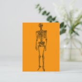 Oranje skeletschedel briefkaart (Staand voorkant)