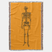 Oranje skeletschedel deken (Voorkant Verticaal)