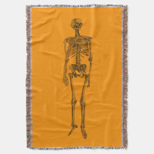 Oranje skeletschedel deken (Voorkant Verticaal)