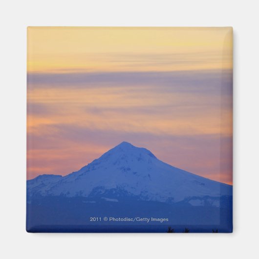 Oranje Sky Snow Capped Blue Mountain Magneet (Voorkant)