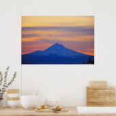 Oranje Sky Snow Capped Blue Mountain Poster (Keuken)