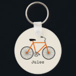 Oranje Sleutelhanger<br><div class="desc">Een sleutelhanger met een afbeelding van een oranje fiets. Personaliseer met jouw naam onder de fiets.</div>