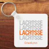 Oranje Sleutelhanger van lacrosse Word (Voorkant)