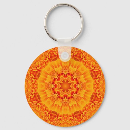 Oranje sleutelketen Marigold Mandala Sleutelhanger (Voorkant)