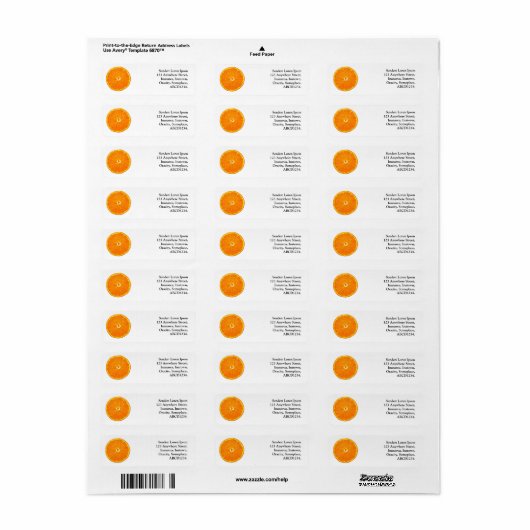 Oranje slice etiket (Full Sheet)