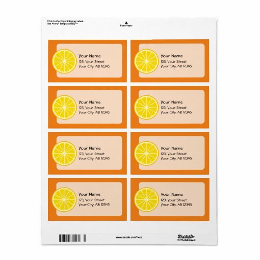 Oranje slice etiket (Full Sheet)