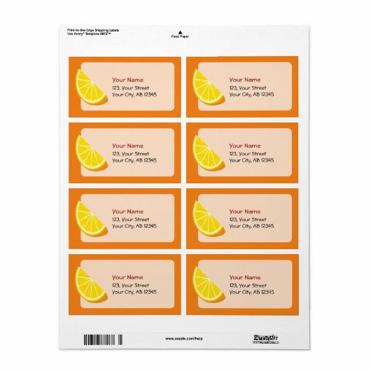 Oranje slice etiket (Full Sheet)