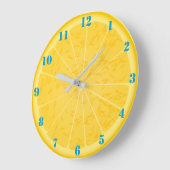 ORANJE SLICE MET BLAUWE NUMMERS GROTE KLOK (Hoek)